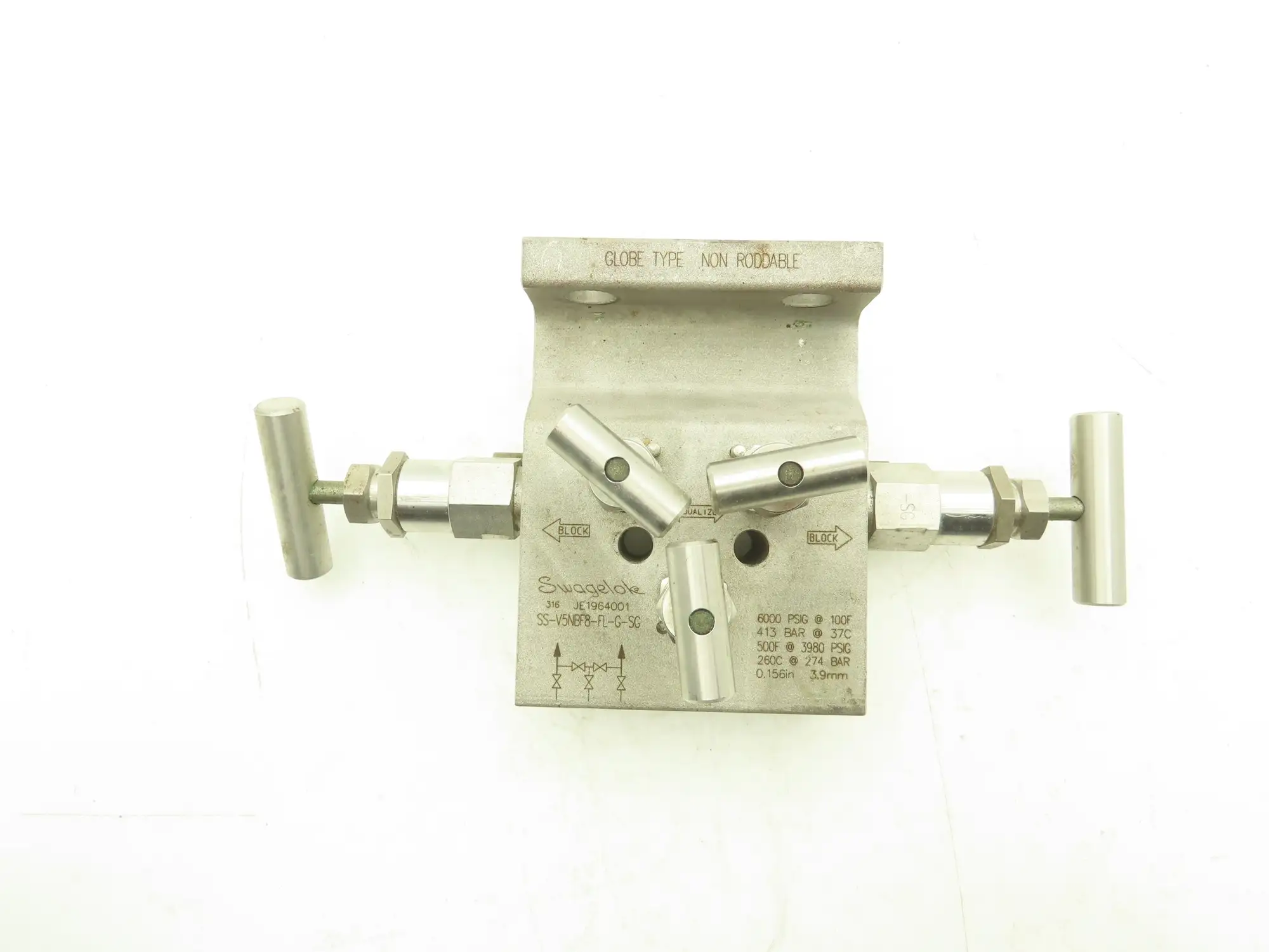 Swagelok SS-V5NBF8-FL-G-SG 5 Valve Instrument Manifold SS Ball Tip 1/2" NPT