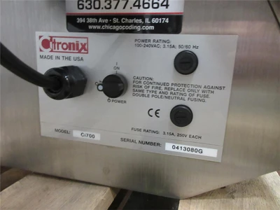 Used Citronix Model C1700-MEK-USA Inkjet PrinterS/N 0413080G100-240VAC 3.15A 50/60 Hz