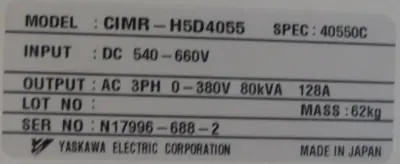 NEW YASKAWA CIMR-H5D4055 VERISPEED 676H5 INVERTER CIMRH5D4055