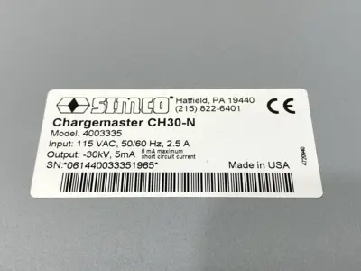 USED SIMCO CHARGEMASTER ELECTROSTATIC GENERATOR -30KV 5MA 4003335