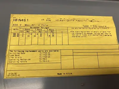 USED WESTINGHOUSE HFN461