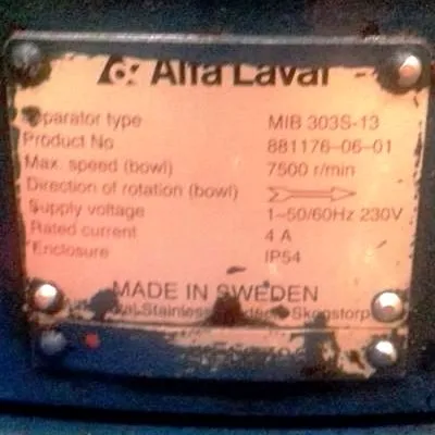 Alfa-Laval EMMIE MIB 303S-13 oil purifier module.