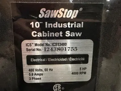 Used SAWSTOP ICS53480 Woodworking Table Saws Pennsylvania US | RT Machine Company #1412990