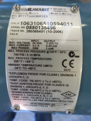 Rosemount 8711TSA030R1E5 Magnetic Flowtube , size 3" , Unused