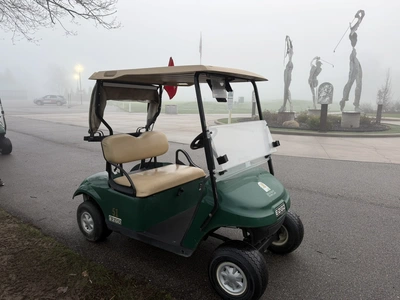 (1) 2017 E-Z-Go golf cart with a Kawasaki gas engine, model 625111G01, includes canopy, ball cover, ...