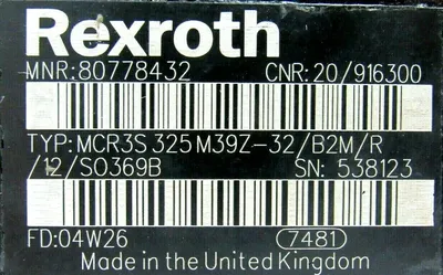 NEW REXROTH 80778432 HYDRAULIC PUMP MCR3S325M39Z-32/B2M/R/12/S0369B 20/916300