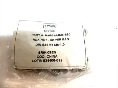 B-0934AM6-B50 | Hex Nut  Stainless Steel  M6 x 1 mm - New Other