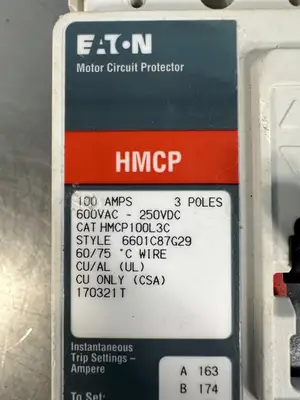 Used Eaton Eaton HMCP-100L3C Circuit Breakers South Carolina US | Palmetto Automation #1319818