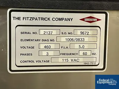 USED Fitzpatrick Fitzpatrick M5A Mobile Fitzmill Comminutor, S/S
