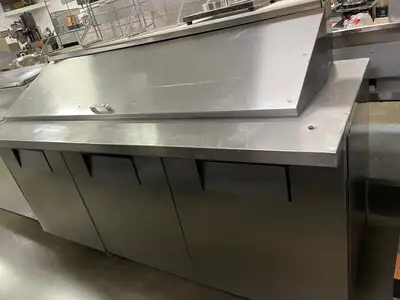 Used True Used True TSSU-72-30M 72" Commercial Refrigerated Sandwich/Salad Prep Table 115V Food Prep Tables Illinois US | Falcon Restaurant Supply #1376401