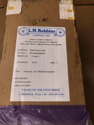 L.M. Robbins SLV03-3/4 3-3/4″ X 2ft Urethane Sleeve -NIB
