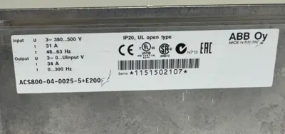 USED ABB ACS800-04-0025-5+E200 AC DRIVE ACS8000400255E200