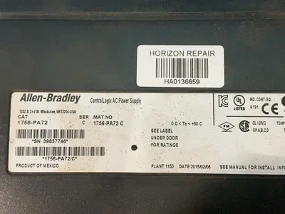 Used ALLENBRADLEY 1756PA72 PLC Power Supplies Ohio US | HGR 24 #1300009