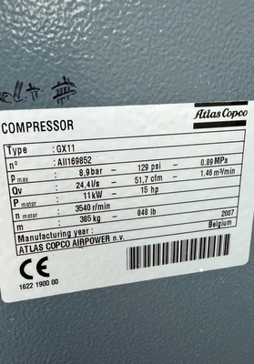 USED 2007 ATLAS COPCO GX11 FF