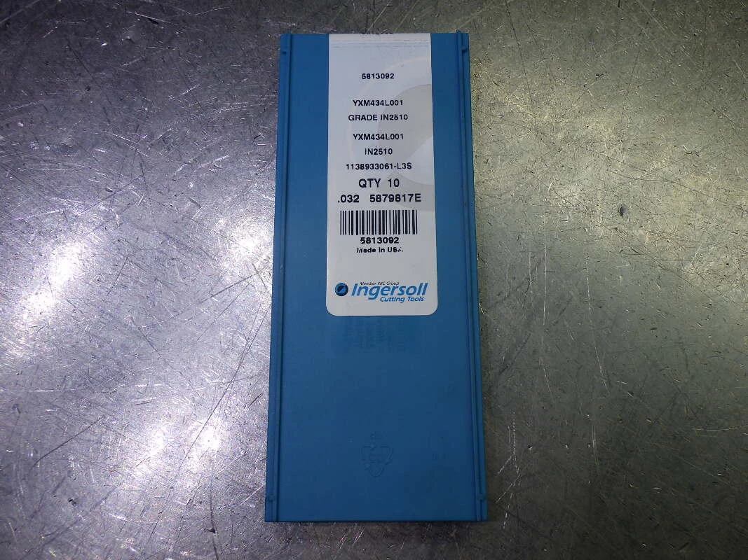 Ingersoll Carbide Milling Inserts QTY10 YXM434L001 IN2510 (LOC3028D)