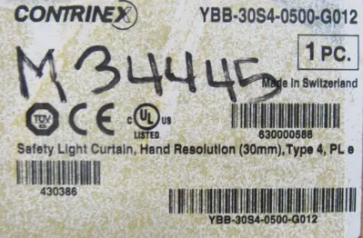 NEW CONTRINEX YBB-30S4-0500-G012 LIGHT CUTAIN 30MM YBB30S40500G012