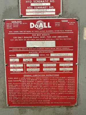 USED DOALL 3612-H