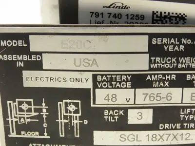 Linde 791 740 1259 Forklift Voltage Transformer Removed From E20C