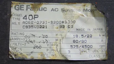 GE Fanuc 40P AC Spindle Motor A06B-0731-B200#3000 For Parts
