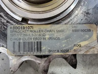 Idler Roller Chain Sprocket 80C19107I, Size 80, 19 Teeth w/ ER23 Bearing