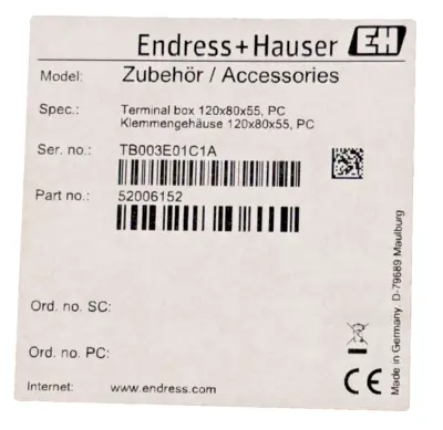 NEW ENDRESS + HAUSER 52006152 TERMINAL BOX