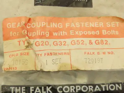 Falk 729197 Gear Coupling Fastener Set Size 1015 G Ser. Grade 8 Steel Lot Of 16