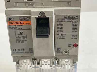 USED FUJI ELECTRIC BW100EAG-3P075 CIRCUIT BREAKER BW100EAG3P075