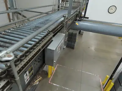 Automotion 30"x 24' V-Belt End Drive Skew Bed Roller Conveyor 3/4Hp 460V 170FPM