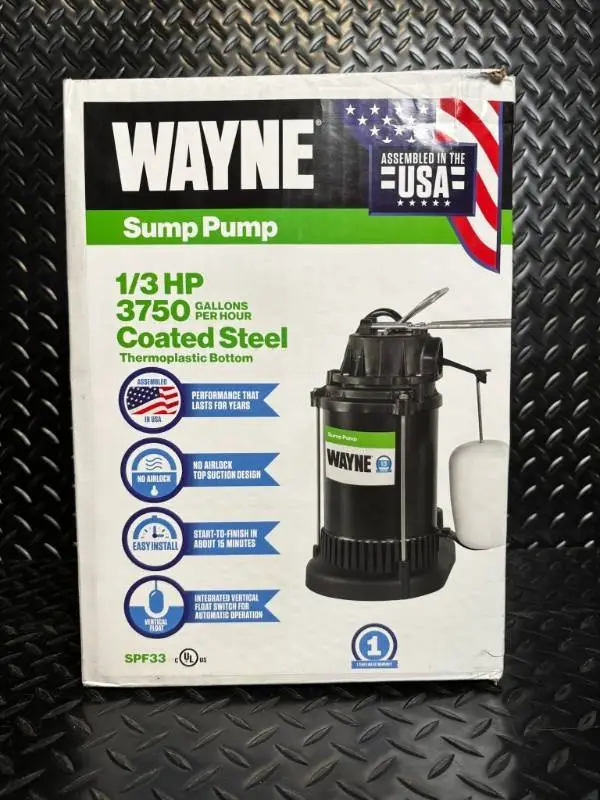 Wayne Sump Pump 1/3 HP 3750 GPH Coated Steel Thermoplastic Bottom