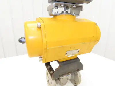 Tufline 0367 1" Flanged 300 Stainless Plug Valve Pneumatic Actuator & Positioner