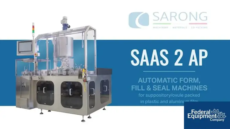 New | in-Stock Sarong S.p.A Sarong Automatic Suppository Machine, Model SAAS-2/AP Thermoforming Machines North Carolina US | Federal Equipment Company #420448