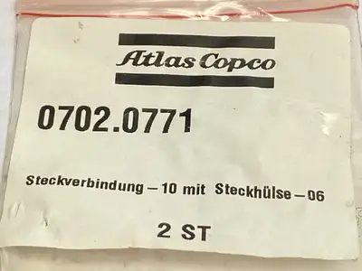 0702.0771 | Atlas Copco  Plug Connection 10 WIth Plug Sleeve 06 LOT OF 2 - New Other