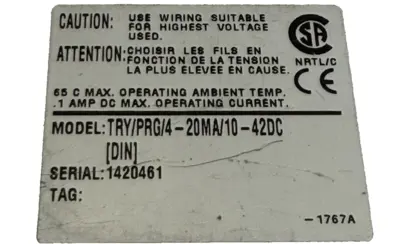 USED MOORE IND. TRY/PRG/4-20MA/10-42DC TEMPERATURE TRANSMITTER TRYPRG420MA1042DC