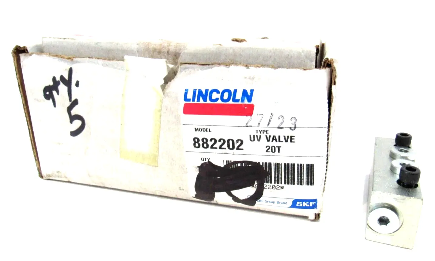 LOT OF 5 NEW LINCOLN INDUSTRIAL 882202 VALVE BLOCK ASSEMBLY UV-20T