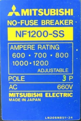 NEW MITSUBISHI NF1200-SS NO-FUSE BREAKER 3P 660V 600-1200A NF1200SS