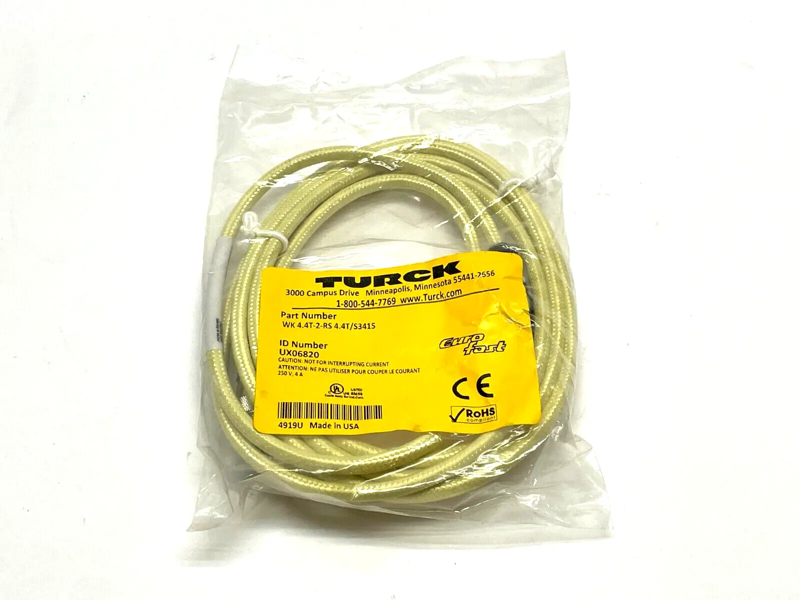 New | in-Stock Turck Double Ended Cordset Cable & Wire Michigan US | Maverick Industrial Sales #1496108