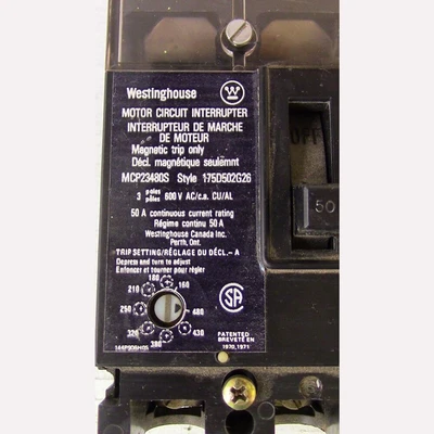Westinghouse 3 Pole 50 Amp MCP Breaker