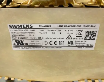 USED SIEMENS SINAMICS LINE REACTOR FOR 10KW SLM