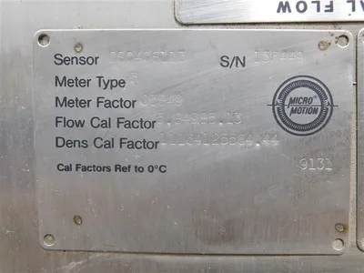 Micro Motion DS040S113 Mass Flow Sensor 1/2" 150# 05849 Meter Factor Used