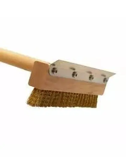 10" Heavy Duty Brass Pizza Oven Long Handle Brush  -  40" Handle (1 1/8" Thick)