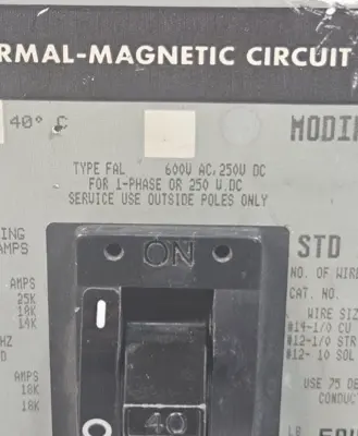 Square D FAL36040 Ser. 2 Thermal-magnetic Circuit Breaker 40A 3 Poles Loc4D4