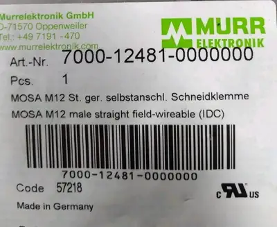 Murrelektronik 7000-12481-0000000 Connector MOSA M12 Loc5B5/5