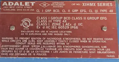 Adalet XIHMX Enclosure for hazard location (BIN731)