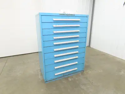 Nu-Era Modular Tool Storage Cabinet 10 Drawer 45x28x61" Blue Stanley Vidmar