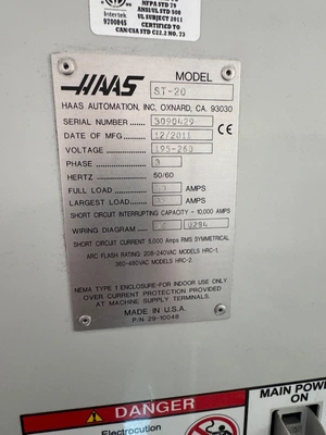 2011 HAAS ST-20 LATHES, SLANT BED, N/C & CNC | Wheeler Machinery Sales (7)