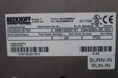 Beckhoff AX2523-B750 Servo Drive STOCK 3432-D