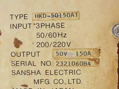 Sansha HKD-50150AT SanRex DC Auto 50VDC 150A Metal Surface Treatment Plating