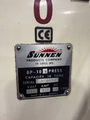 10 TON SUNNEN MODEL #BP-10 BENCH TOP HYDRAULIC PRESS, 115 VOLT: STOCK #23364