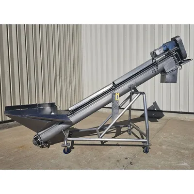 Used Stainless Steel Incline Screw Auger Conveyor 9" x 11'