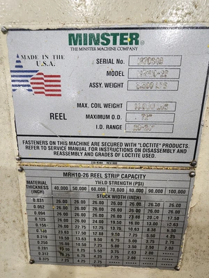USED MINSTER MEF5-20; MRH10-26; MSH-20-26